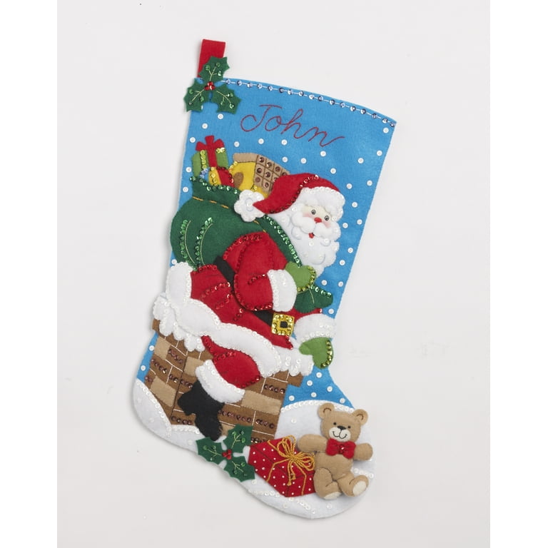 Bucilla Felt Stocking Applique Kit 18 Long-Santa And Winter, 1