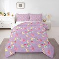 thumbnail image 1 of Erosebridal Mignon Unicorn Ensemble de Literie Couette Simple, Insert de Couette Étoiles Arc-en-Ciel, Violet, Réversible, 2 Pcs, 1 of 7