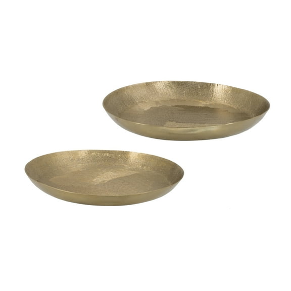 A&B Home Set of 2 Gold Aluminum Round Decorative Plates