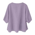 thumbnail image 5 of longantii Womens Cotton Linen Shirts 3/4 Sleeve Gauze Tops for Women Spring Embroidered Crew Neck Blouses Boho Fashion Clothes Purple XXL, 5 of 8