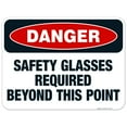 thumbnail image 1 of Danger Safety Glasses Required Beyond This Point Sign, OSHA Danger Sign, 18x24 Aluminum, 1 of 1