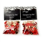 Jesse James Brand Beads Mixed Media Mini Bead Mix, Mixed Material, Red & Gold