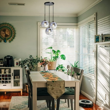 

MANXING Pendant Light Fixture Gradient Color Glass Lamp Shade Modern Pendant Lighting Chandelier Lamp for Bedroom Farmhouse (3 Lights Silver)