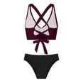 thumbnail image 5 of Women's High Waisted Bikini Sets 2 Piece Tummy Control Swimsuits V Neck Twist Front Bathing Suits(Light Purple,S), 5 of 6