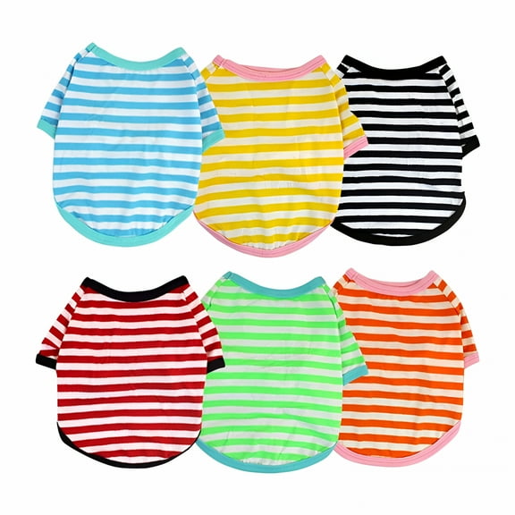 TELOLY 6 Pack Dog Striped T-Shirt Dog Shirt Pet Apparel for Small Dogs Puppy