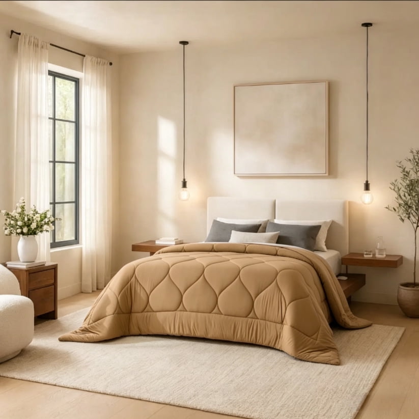Bestier Queen Duvet Insert Comforter | Plant‑Based Sorona Fill Bedding Alternative to Down | Sofft Fluffy Hypoallergenic Skin-Friendly for All Season, Machine Washable, Mocha/Caramel (90x90 inches)