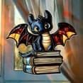thumbnail image 3 of Cute Dragon and Books Acrylic Suncatcher – Faux Stained Glass Window Hanging, Fantasy Gift for Readers and HTTYD Fans 4306591303, 3 of 4