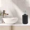 thumbnail image 2 of Unique Bargains 1 Pc Cylinder Twill Lines Soap Dispenser 15.22oz Black Silver Tone, 2 of 6