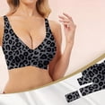 thumbnail image 6 of Soyumi Wireless Bras for Women Soft Comfortable No Underwire T Shirt Bra Seamless Full Coverage Bras with Support Leopard Print Workout Sport Bra, Dark Gray, 6 of 6