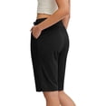 thumbnail image 5 of Hurxie Comfy Bermuda Shorts for Women Sweat Knit Long Shorts Knee Length Jersey Shorts for Lounge Casual Black,S, 5 of 6