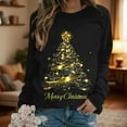thumbnail image 4 of Women's Christmas Sweatshirt Christmas tree Graphic Print Long Sleeve Crewneck Pullover Loose Casual Holiday Party Ugly Xmas Top, 4 of 6