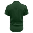 thumbnail image 4 of hlysgo Men's Linen Cotton Shirt Short Sleeve Band Collar Button Down Shirt Casual Summer Beach Vacation Shirts Green,2xL, 4 of 6
