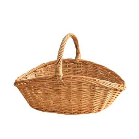 Small Gift Wicker Picnic Basket with Handle Durable Willow Flower Basket for Weddings Garden and Home Decor - Natural Wicker Storage Basket for Outdoor Vegetables Snacks 1Pc(Brown 14x9.8x8.2 )
