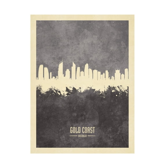 Michael Tompsett 'Gold Coast Australia Skyline Gray' Canvas Art