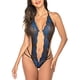thumbnail image 3 of Mujer Encantador Halter Body Underwear Deep V Neck Floral Lace Lingerie, Azul, M Inevent XX000181-06, 3 of 7
