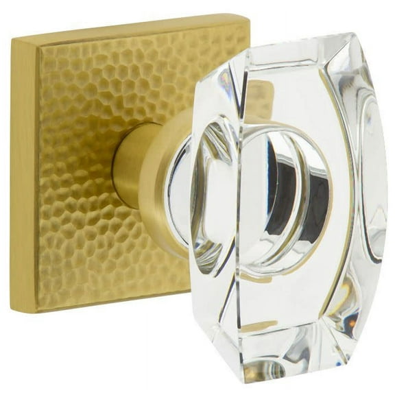 Viaggio Qadmhmsta_Prv_234 Quadrato Hammered Solid Brass Privacy Door Knob Set - Brass