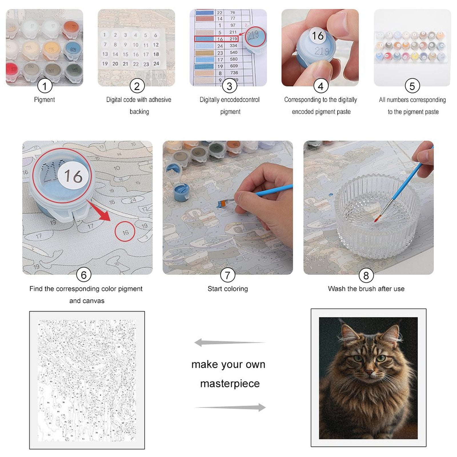 Paint by Numbers Kit for Adults, Maine Coon Elegant Portrait Feline Paint by Numbers, Easy Paint by Numbers Kit for Adults Beginner, DIY Adult Paint by Number Kits on Canvas, 12x16in Home Decor