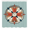 thumbnail image 3 of Ambesonne Vintage Shower Curtain, Cruise Compass Grunge, 69"Wx84"L, Pale Orange Turquoise, 3 of 5