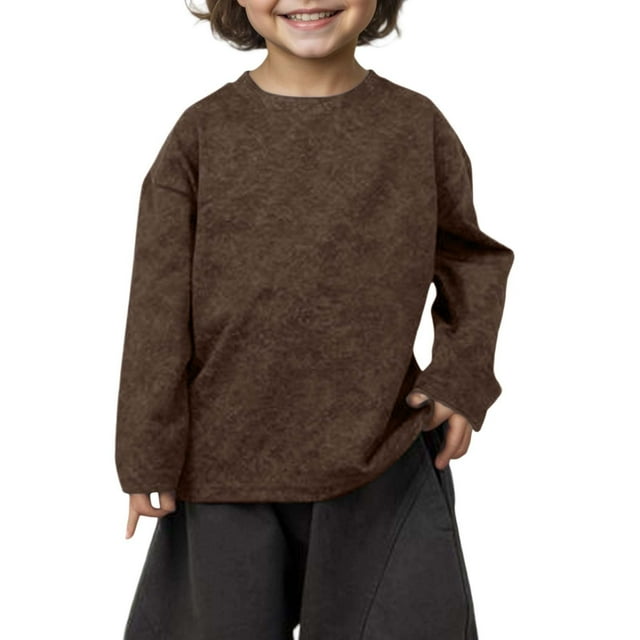 AWZXDE T-Shirt Unisexe Polyvalent à Col Rond Manches Longues pour Enfants 3-8 Ans