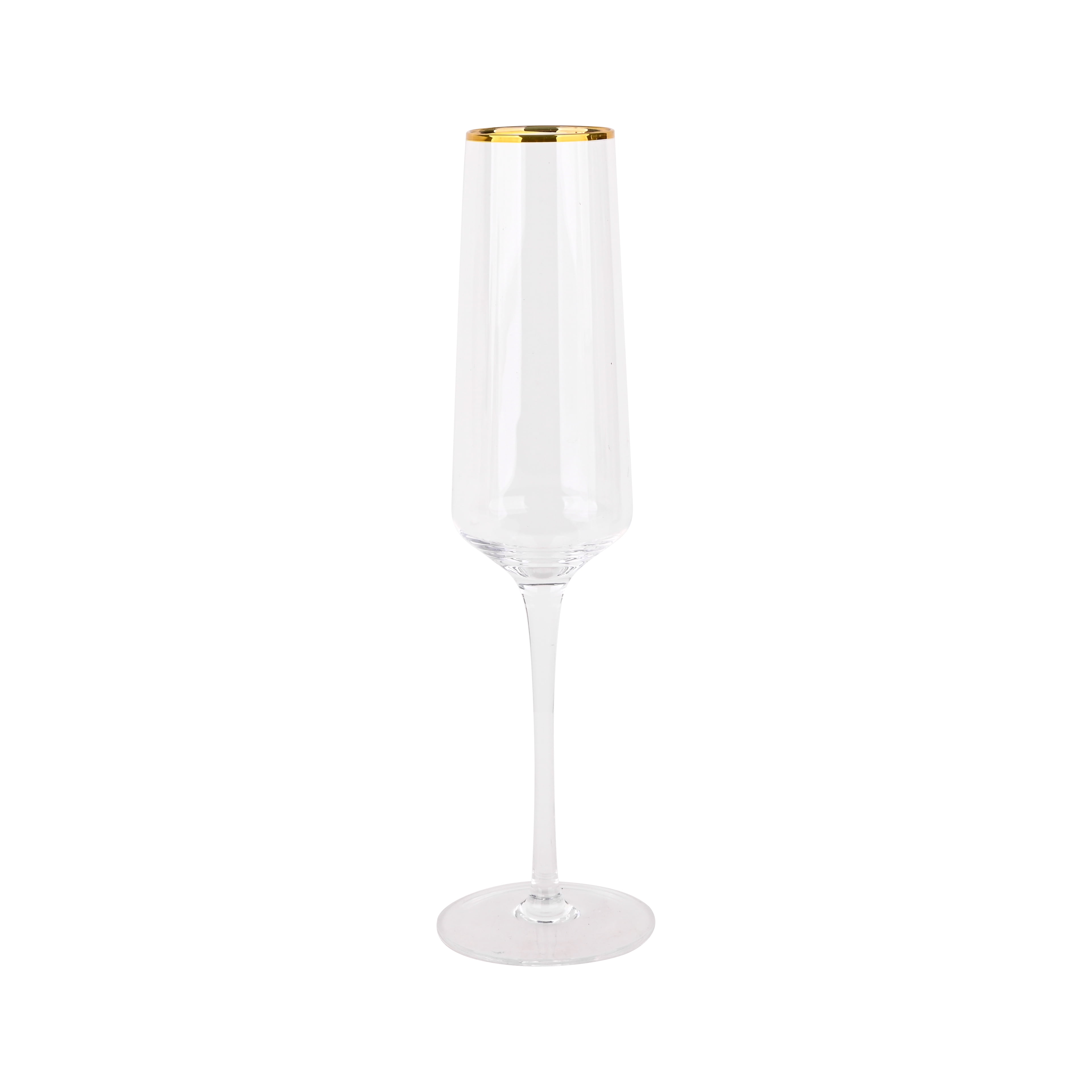 6oz Flute Glasses with Gold Rim - 2ct by Celebrate It – Elegant Champagne Glass Set for Weddings - Toasts - Anniversaries & Celebrations