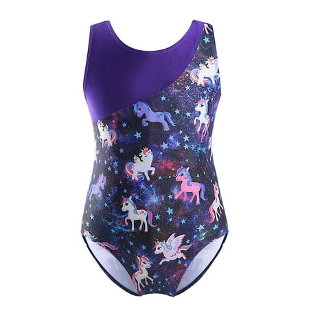 

DPOIS Kids Girls One-Piece Leopard Printed Splice Tank Leotard