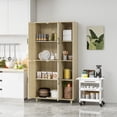 thumbnail image 3 of Vastcury 70.87" Tall Accent Storage Cabinet with 4 Rattan Doors, Storage Pantry Cabinet for Kitchen, Living Room, Nature, 3 of 8