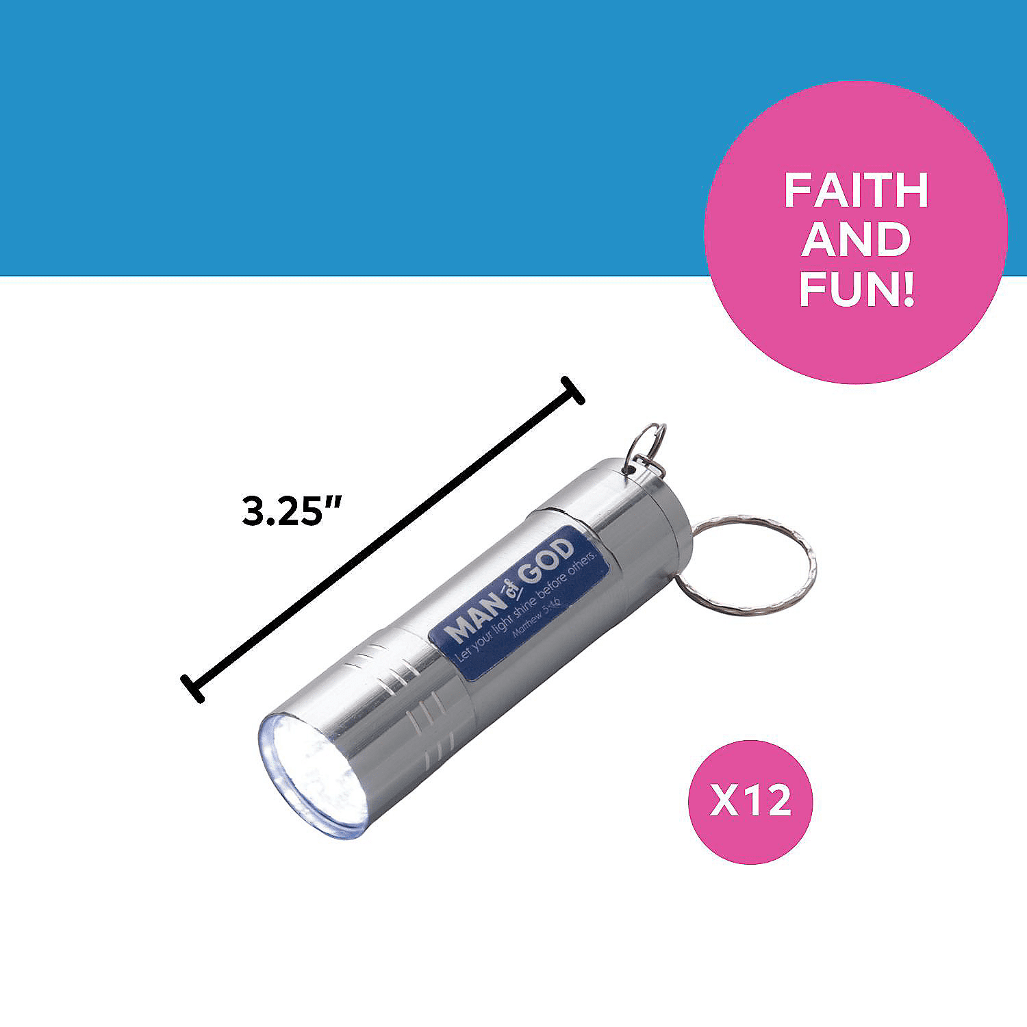 Man of God Flashlight Keychains with Card for 12
