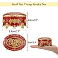 thumbnail image 3 of ABPETE Oval Jewelry Box Classic Metal Trinket Organizer Ring Storage Box with Rose Pattern Jewelry Storage Box for Ring Earrings Necklace, Gift for Women, Red, 3 of 18