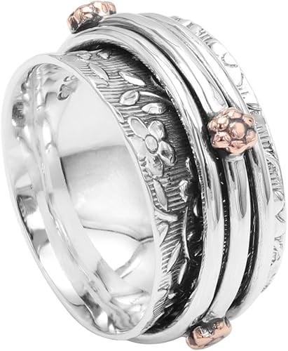 Earth Gems Jewelry Silver Spinner Ring - Fidget & Yoga Jewelry for Women