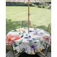 thumbnail image 3 of Outdoor Tablecloth with Umbrella Hole Zipper Watercolor Floral Round Tablecloth 60" Waterproof Outside Table Cloth Vintage Eucalyptus Spring Flower Patio Table Cover Tablecloths for Picnic Party, 3 of 8