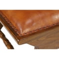 thumbnail image 6 of DecMode Leather Handmade Upholstered Chair & Ottoman Set with Scrolled Wood Arms, Brown, 6 of 18