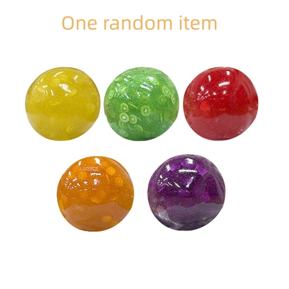 Fruit Slices Filled Jelly Ball Fidget Toy, 6cm Clear Soft TPR Slow Rebound Stress Relief Squeeze Toy, Desk Ornament Gift