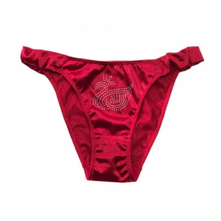 

Sexy Low Rise Satin Briefs For Women Solid Color Soft Smooth Hot Drill Thong Seamless Moisture Wicking Charm Panties