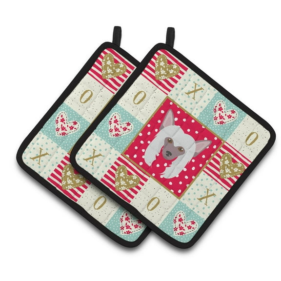 Carolines Treasures CK5191PTHD Chinese Crested Love Pair of Pot Holders, 7.5HX7.5W, multicolor