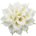 thumbnail image 1 of Ramo de boda Duovlo, 20 unidades, flor artificial de látex con forma de lirio de cala, con toque real, decoración para fiestas en el hogar (blanco), 1 of 6