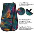 thumbnail image 2 of Yayeee Double Oven Mitt Kitchen Heat Resistant Baking 35" x7" Quilted Cotton Glove, Colorful Waves Pattern, 2 of 6
