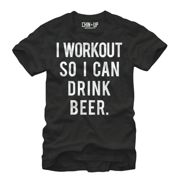 Men's CHIN UP Workout for Beer  Graphic Tee Black Small