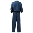 thumbnail image 4 of DLfVUB Adult Jumpsuit Coveralls for Men Long Sleeve Button Casual Solid Colour Coverall Breathable Lightweight with Elastic Waist Coverall Dark Blue M, 4 of 8