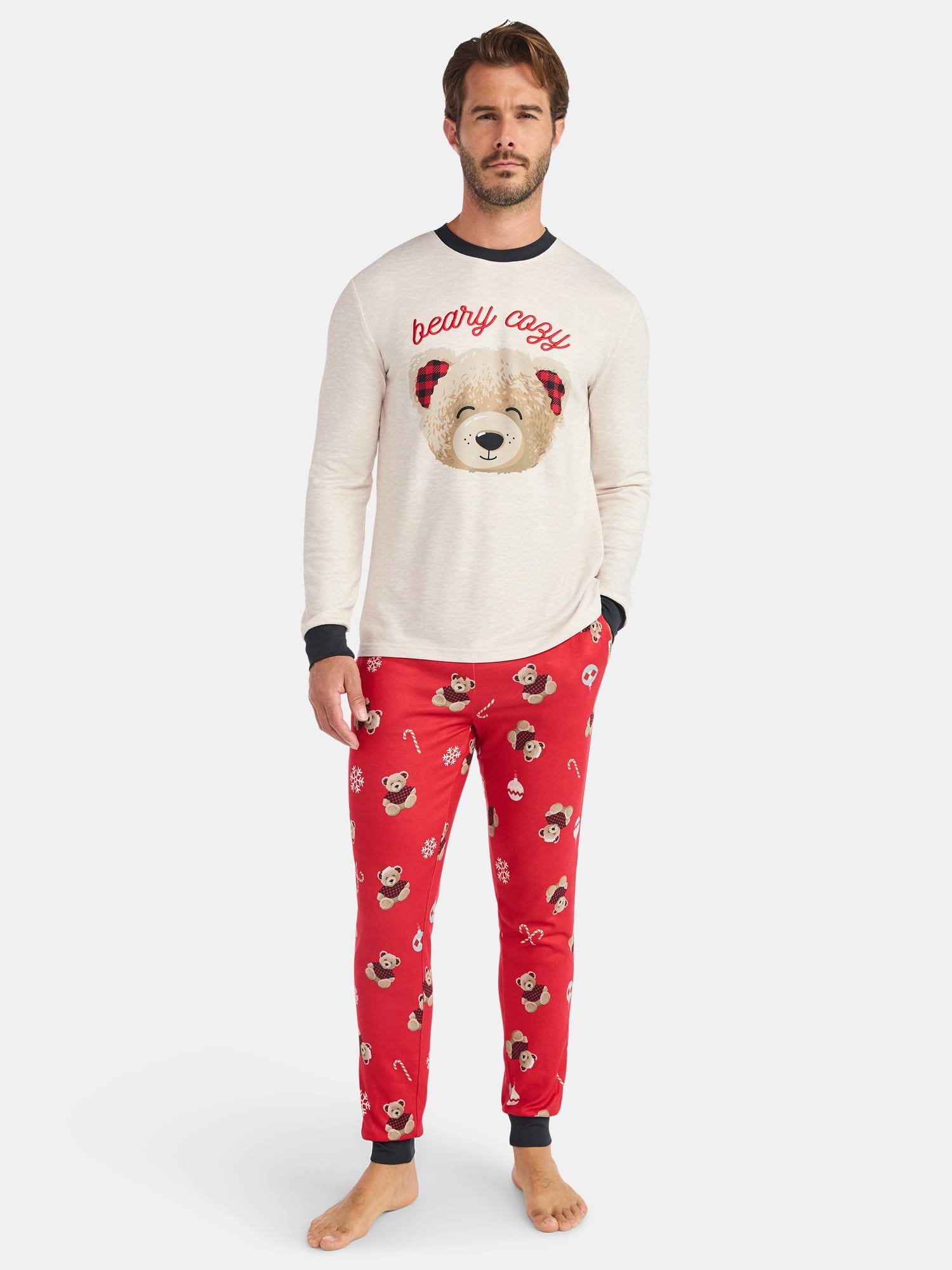 Dearfoams Men's Matching Family Pajamas Top and Jogger Pants Set, 2-Piece, Sizes S-3XL