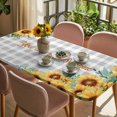 thumbnail image 3 of Sunflower Table Cloths for 3 Foot Rectangle Tables, Summer Botanical Checkered Yellow Floral Patio Waterproof Elastic Fitted Tablecloths, Washable Rectangular Table Cover for Camping, 3 of 8