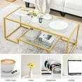 thumbnail image 4 of Infans 45'' Coffee Table Rectangular Tempered Glass Accent Table W/ Shelf Living Room, 4 of 6