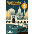 thumbnail image 2 of Art.com Orlando, Florida - Retro Skyline Stretched Canvas Print Wall Art by Lantern Press, 24" x 36", 2 of 4