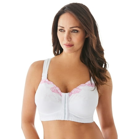 

Comfort Choice Women s Plus Size Front-Close Embroidered Wireless Posture Bra Bra
