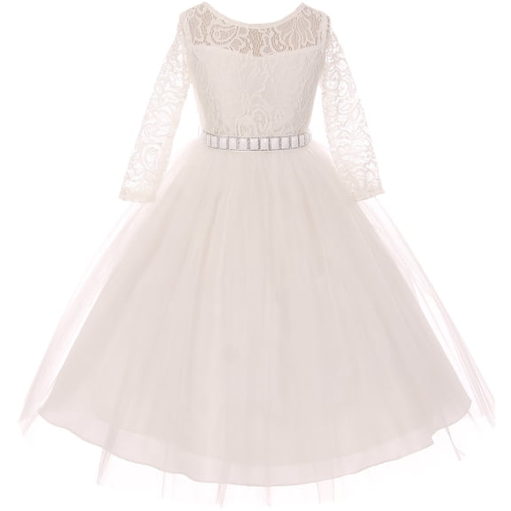 Little Girl Stunning Lace Tulle Rhinestones Holiday Party Flower Girl Dress Off White 2 MBK 372 BNY Corner