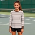 thumbnail image 5 of UQJfacai Girls Long Sleeve T Shirts Kids Crewneck Soft Tunic Tops Teen Girl Casual Striped Color Block Summer Tees 5-16 Years, 5 of 9