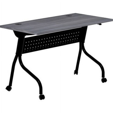 Lorell Charcoal Flip Top Training Table Charcoal Rectangle, Melamine Top - Black Four Leg Base - 4 Legs - 48" Table Top Width x 23.60" Table Top Depth - 29.50" Height - Melamine