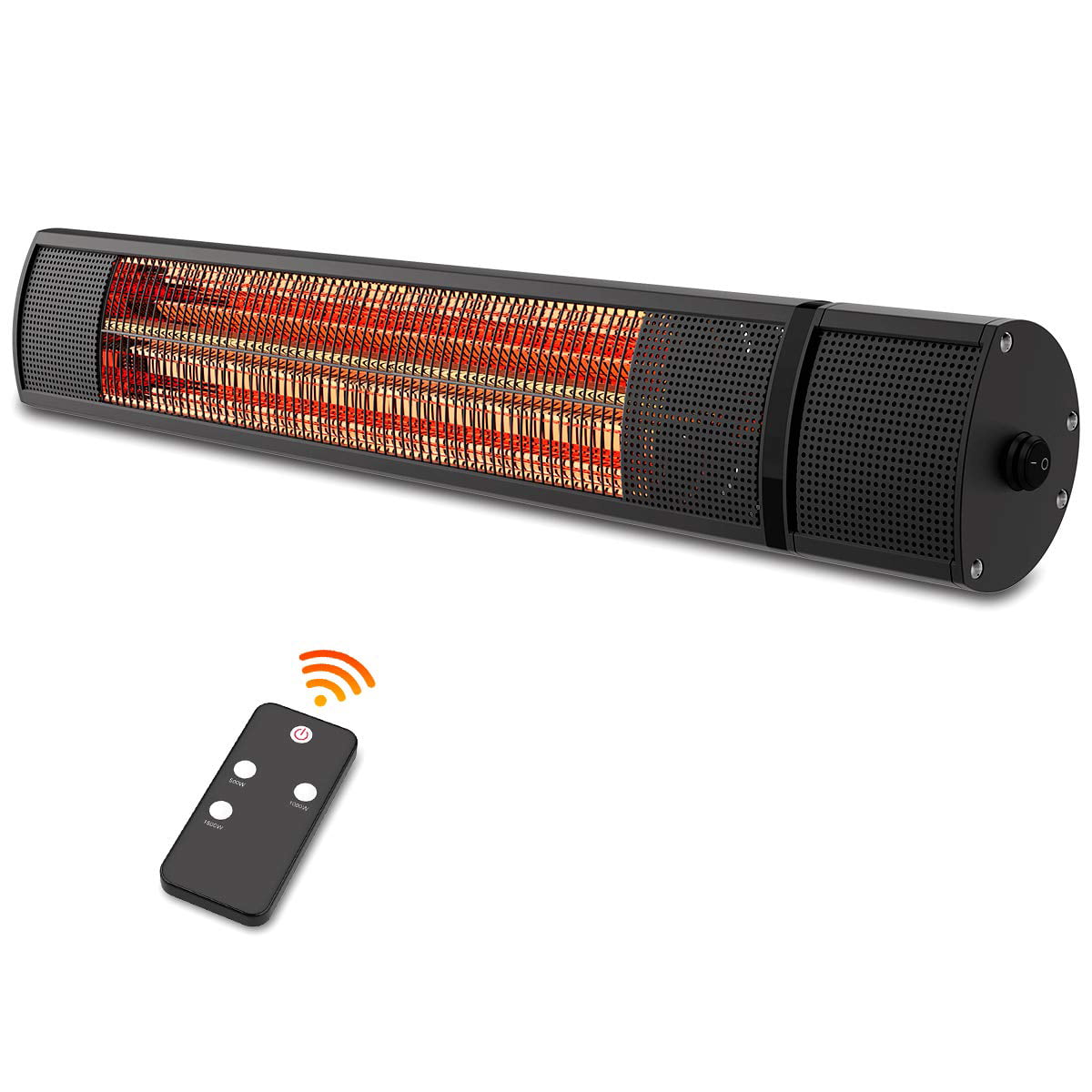 Remote SereneLife SLOHT42 Tip-over Safety Switch Infrared Outdoor Electric Space Heater 1500W Portable Fast Heating Outdoor Tower Heater Odorless Waterproof Electric Patio Heater w/ Oscillation 