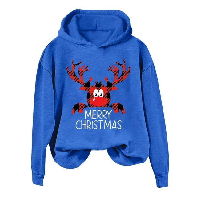 Chandails en Molleton pour Femmes Imprimés Mignons Légers Chandail Tops Imprimé de Noël Chandails à Capuchon Chandail en Molleton Tops