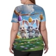 thumbnail image 5 of Stichou Easter Scrub Tops Women 2026 Rabbit Eggs Graphic Happy Short Sleeve Clothes Loose Fit V Neck Fashion Shirts with Pockets Sky Blue 5XL, 5 of 5