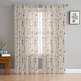 thumbnail image 3 of Sheer Curtains 72 inches Long, Flowers Pink White Floral Pattern Light Filtering Sheer Window Curtains Rod Pocket Voile Drapes for Bedroom Living Room, 52"W x 72"L 2 Panels, 3 of 7